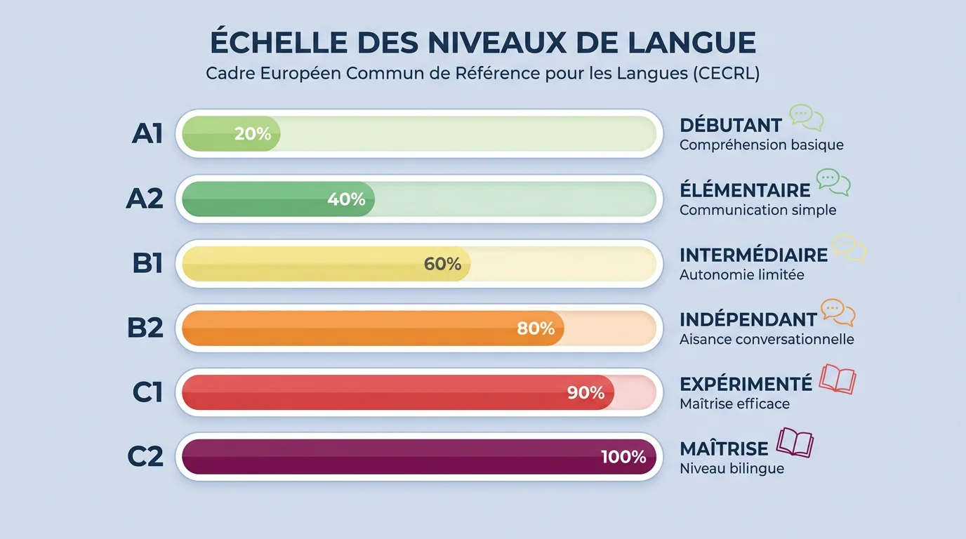 Échelle des niveaux de langue du TEF de A1 à C2
